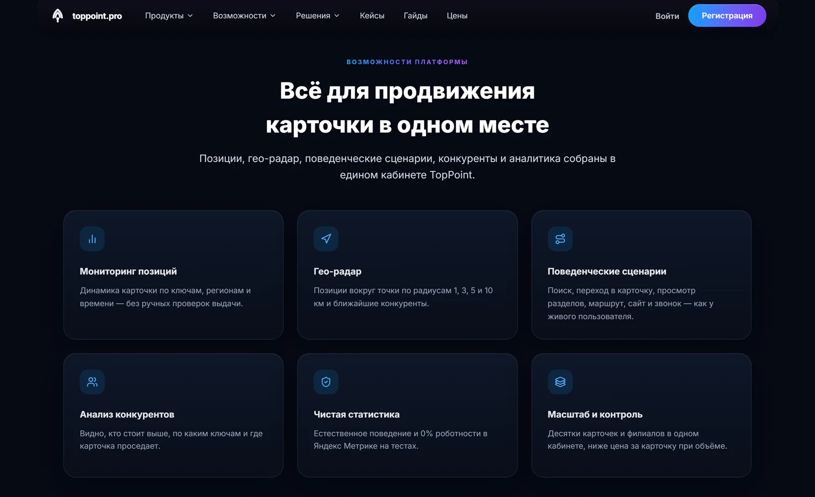 Кабинет TopPoint с функциями мониторинга и управления сценариями